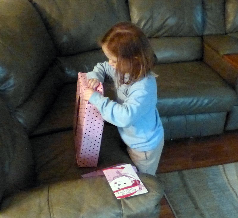 Opening Aunt Meg's Birthday Present